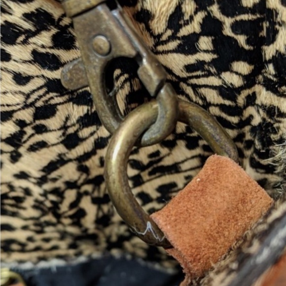 Anthropologie Suede and Patterned Trim Crossbody brown Tote - Picture 4 of 4